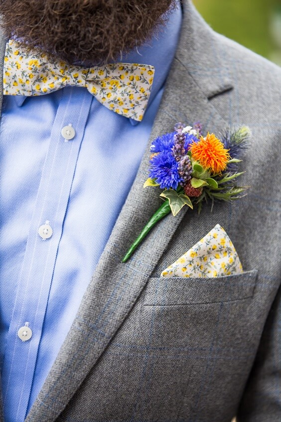 grooms wear for fall cornflower blue wedding